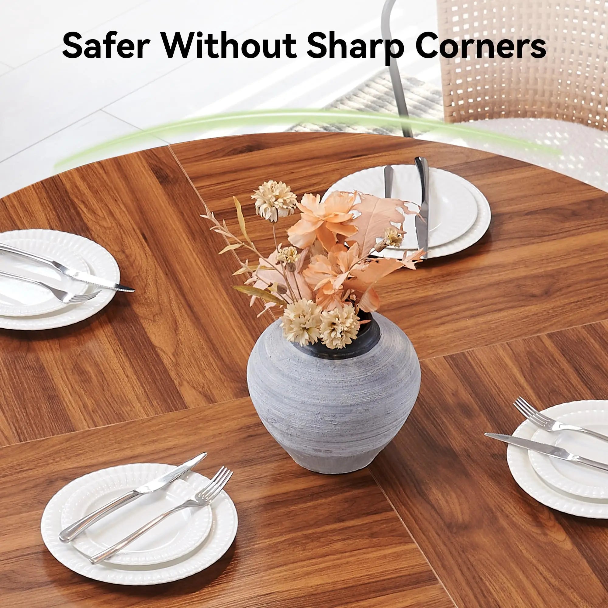 Round Dining Table for 4, 47 Inches Farmhouse Dinner Table with Wooden Pedestal Base, Modern Kitchen and Dining Room Circle Tabl