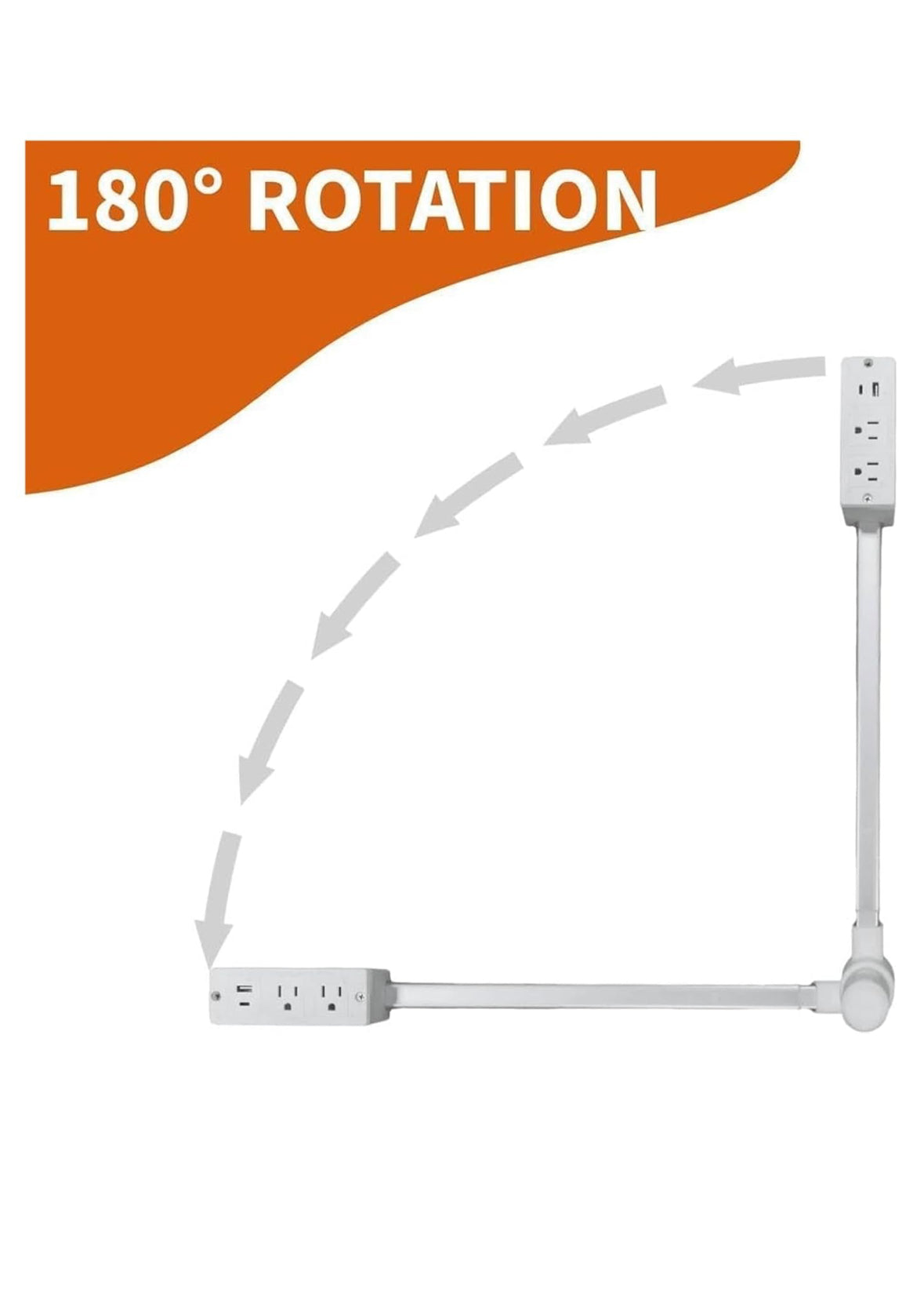 Power Outlet Extender – Extends 22”-30”, rotates 180°, adds 2 AC outlets + USB-A & USB-C. Great for hard-to-reach spots like behind couches.