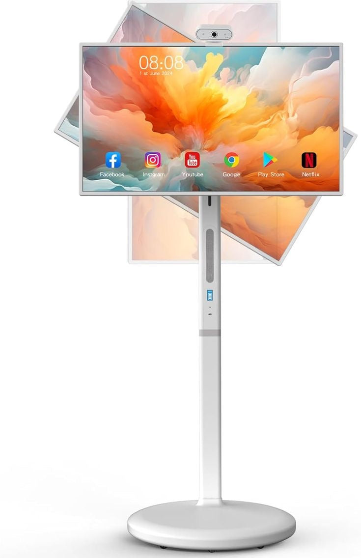 JEESTON 22” Android TV Tablet – Full HD touchscreen with 8MP camera on a wheeled stand..