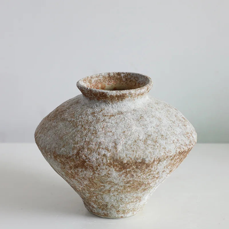 Ceramic Vase Coarse Ceramic Vase Flower Arrangement Retro Handmade Wabi Sabi Style Dry Flowers Zen Flower Arrangement