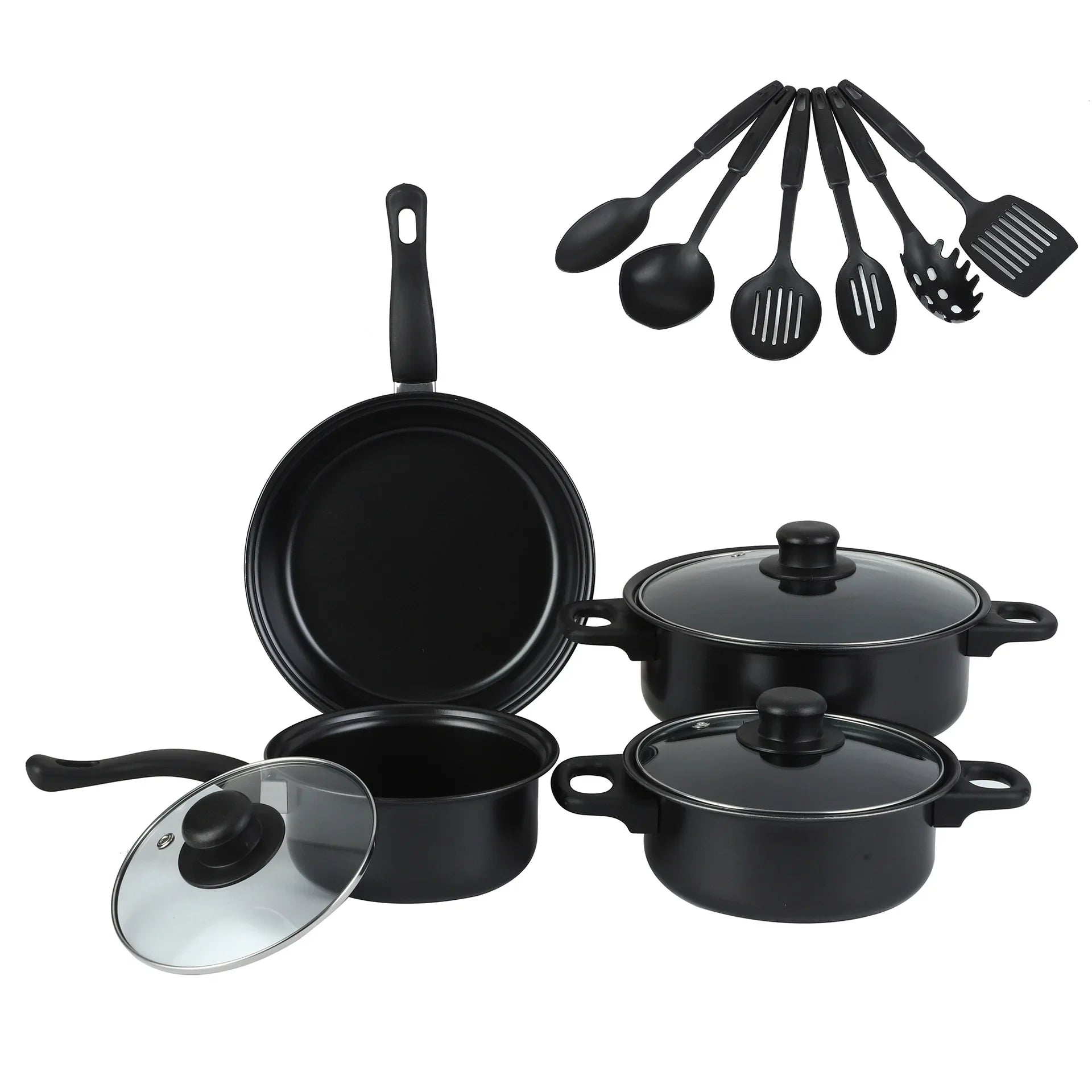 13pcs Nonstick Cookware Set with Frying Pan+Saucepan+Casserole - Induction & Gas Safe Colorful Kitchen Pots for Home Cooking