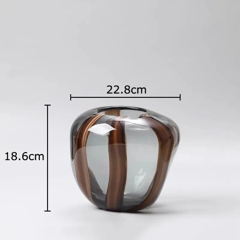 Colored Striped Glass Vase Table Decoration Flower Arrangement Creative Hydroponics Plant Pot Flowers Vases Room Aesthetic Decor