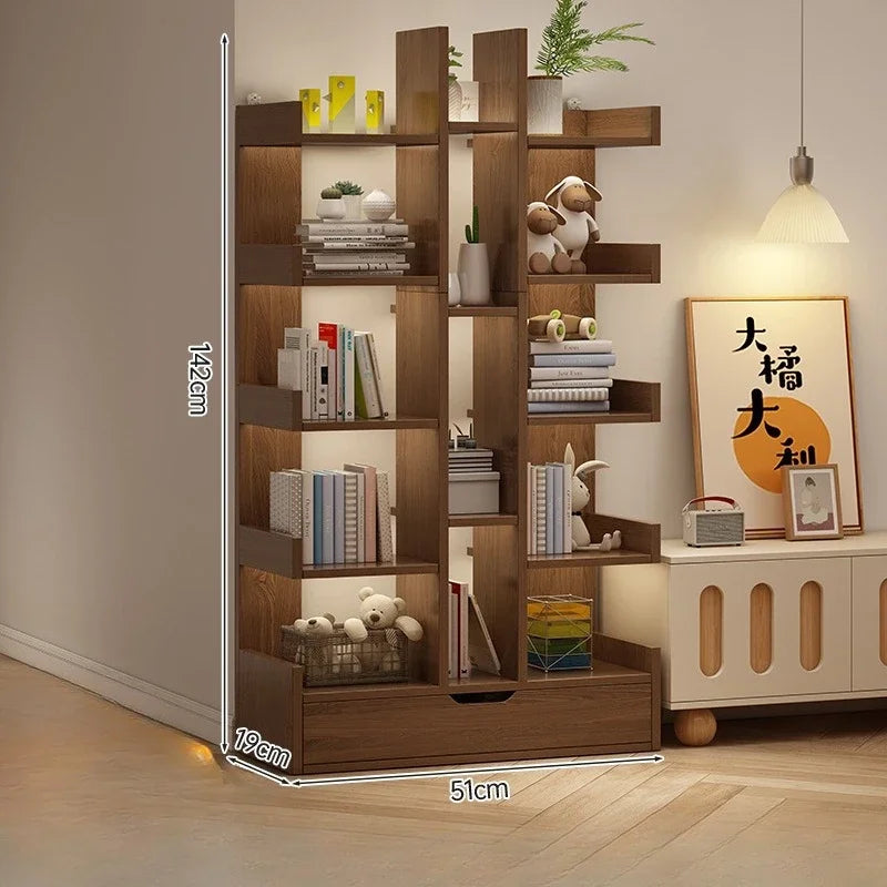 Living Room Bookshelf Solid Wood Cabinet Office Simple Of Modern Book Shelf Multi-Level Floor Standing Storage Rack Bookshelves