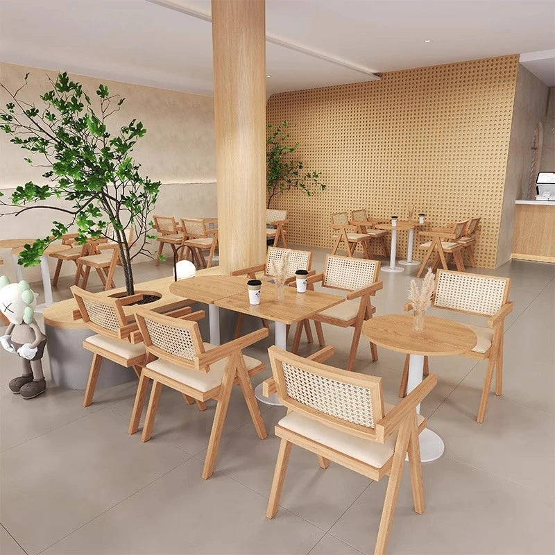 Modern Solid Wood Sofa Side Table Japanese Rattan Milk Tea Store Restaurant Coffee Tables Creative Designers Home Furniture FYCT