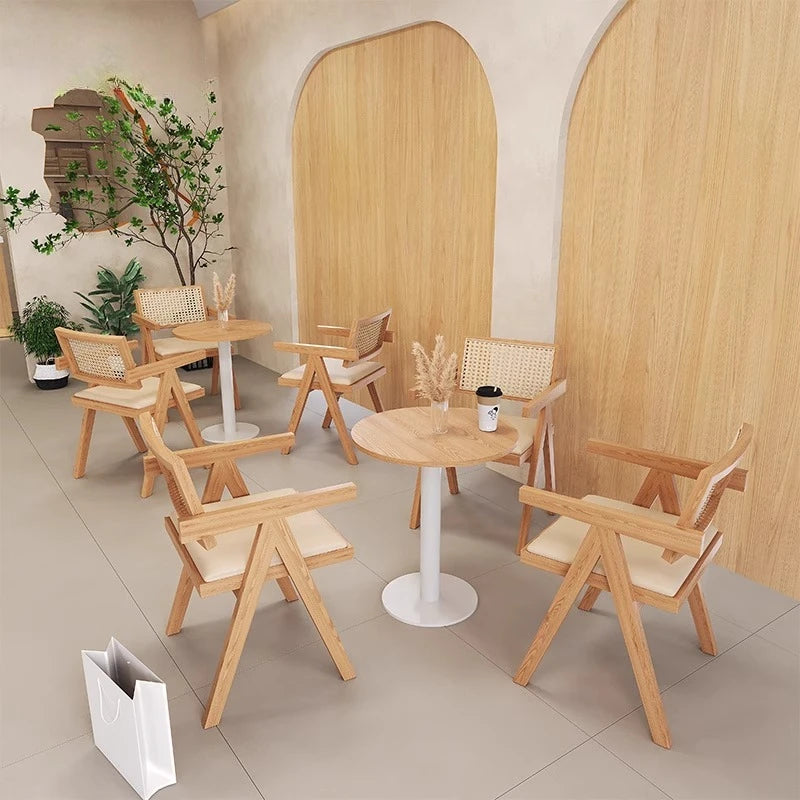Modern Solid Wood Sofa Side Table Japanese Rattan Milk Tea Store Restaurant Coffee Tables Creative Designers Home Furniture FYCT