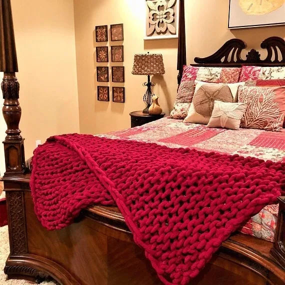 Coarse Wool Knitted Blanket New Style Knitted Blanket Wool Blanket Sofa Cover Blanket
