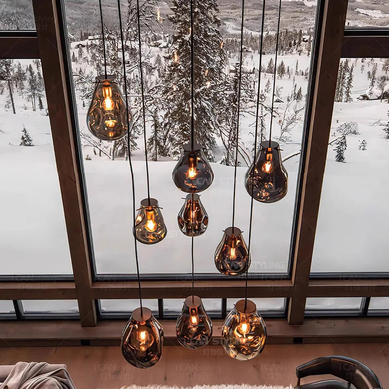 Modern Home Decor Led Glass Lights Pendant Light Lamps for Living Room Chandeliers for Dining Room Hanging Lamp Indoor Lighting