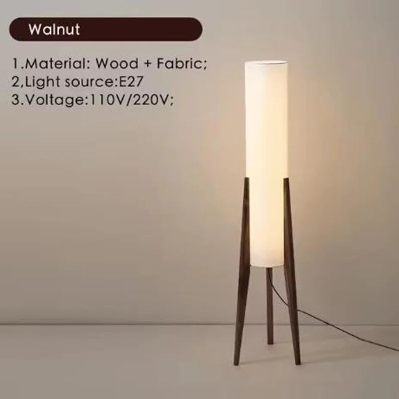 Solid Wood Floor Lamp Nordic Art Simple Modern Lamp Shade Fabri Bedroom Living Room Decor Reading Restaurant Living Room Standin
