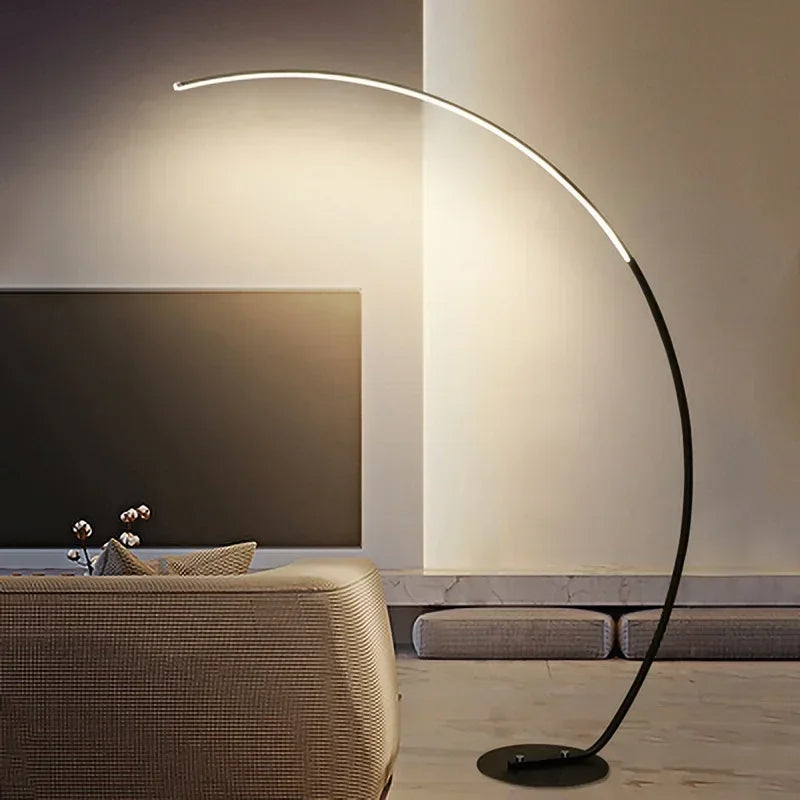 Modern LED Floor Lamp Art Model Tenant Living Room Home Decoration Creative Curved Minimalist INS Fishing Lamps