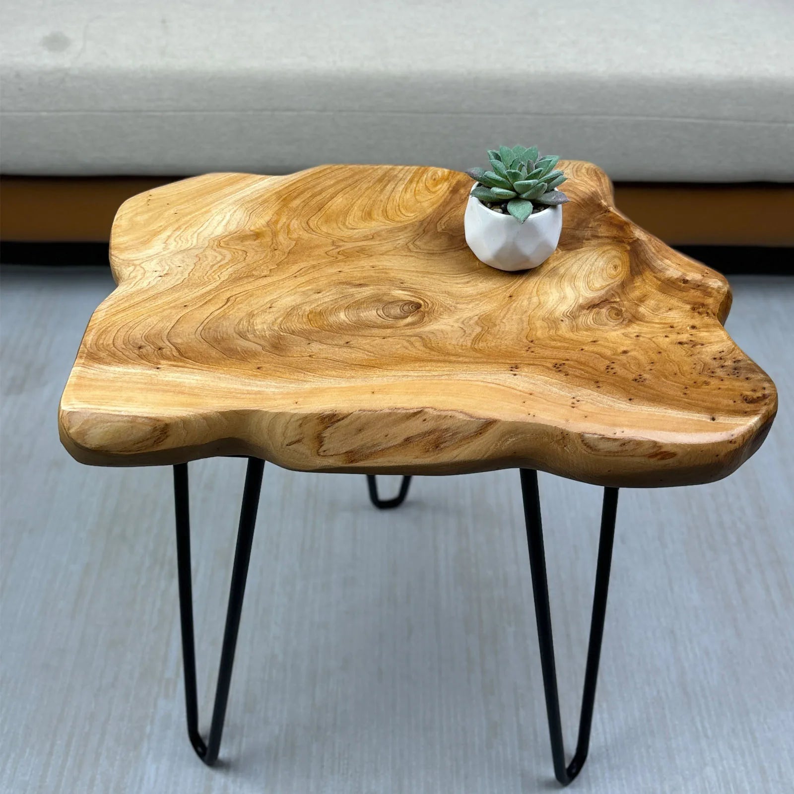 Live Edge Side Table, Wood End Table 16" L x 12" W x 17" T , Nightstand, Plant Stand  ,Unique desktop for Living Room