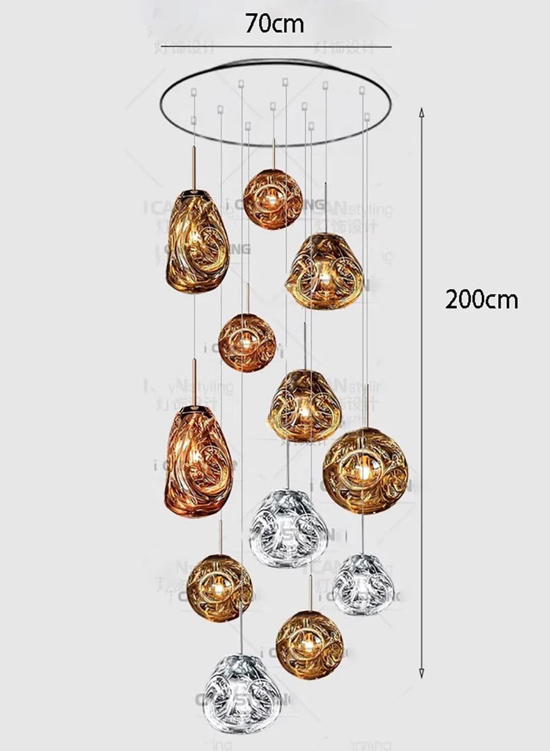 Modern Home Decor Led Glass Lights Pendant Light Lamps for Living Room Chandeliers for Dining Room Hanging Lamp Indoor Lighting