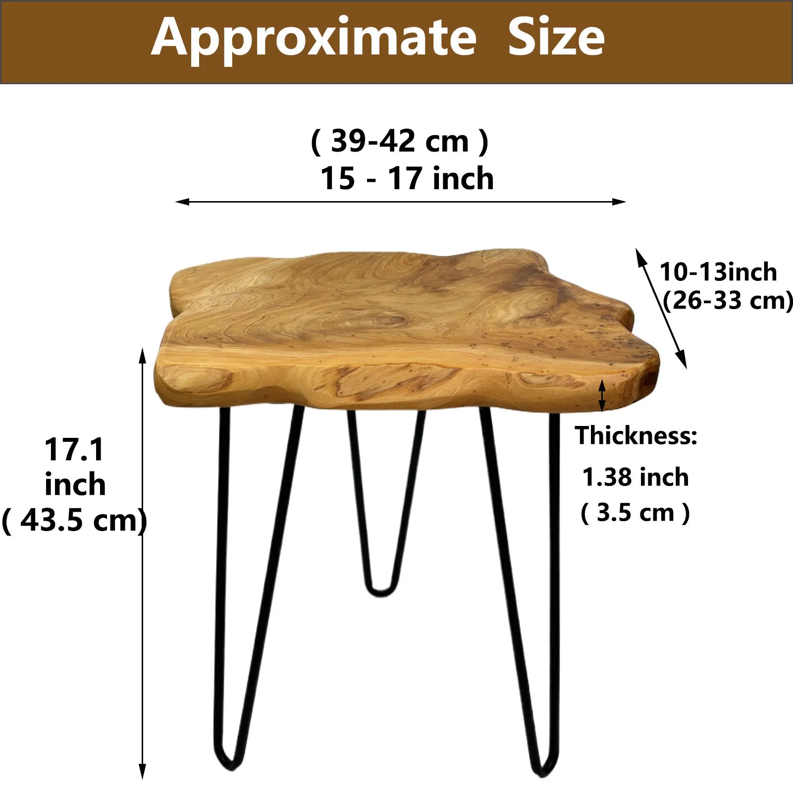 Live Edge Side Table, Wood End Table 16" L x 12" W x 17" T , Nightstand, Plant Stand  ,Unique desktop for Living Room