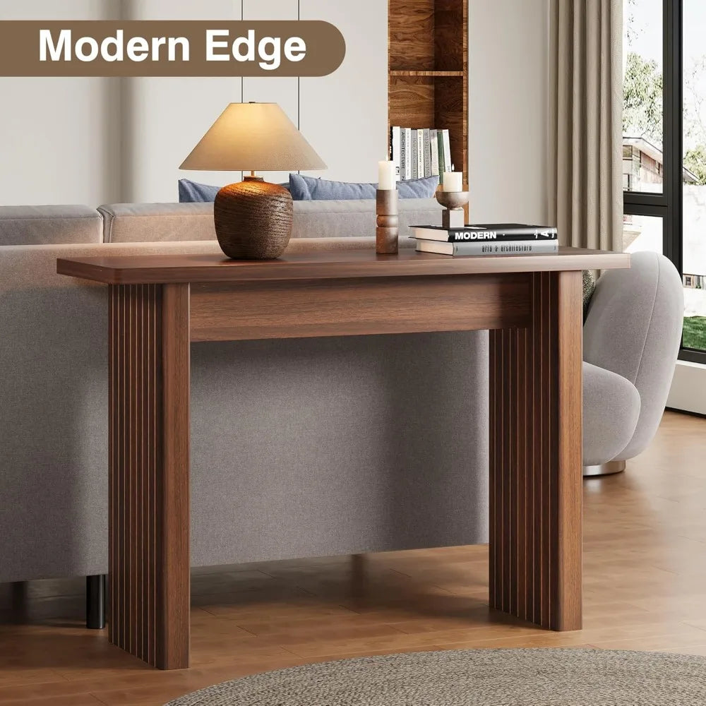 Fluted Entryway Console Table, Wooden Rectangular Sofa Table for Entrance, Narrow Wood Entryway Small Long Entry Table for Hallw