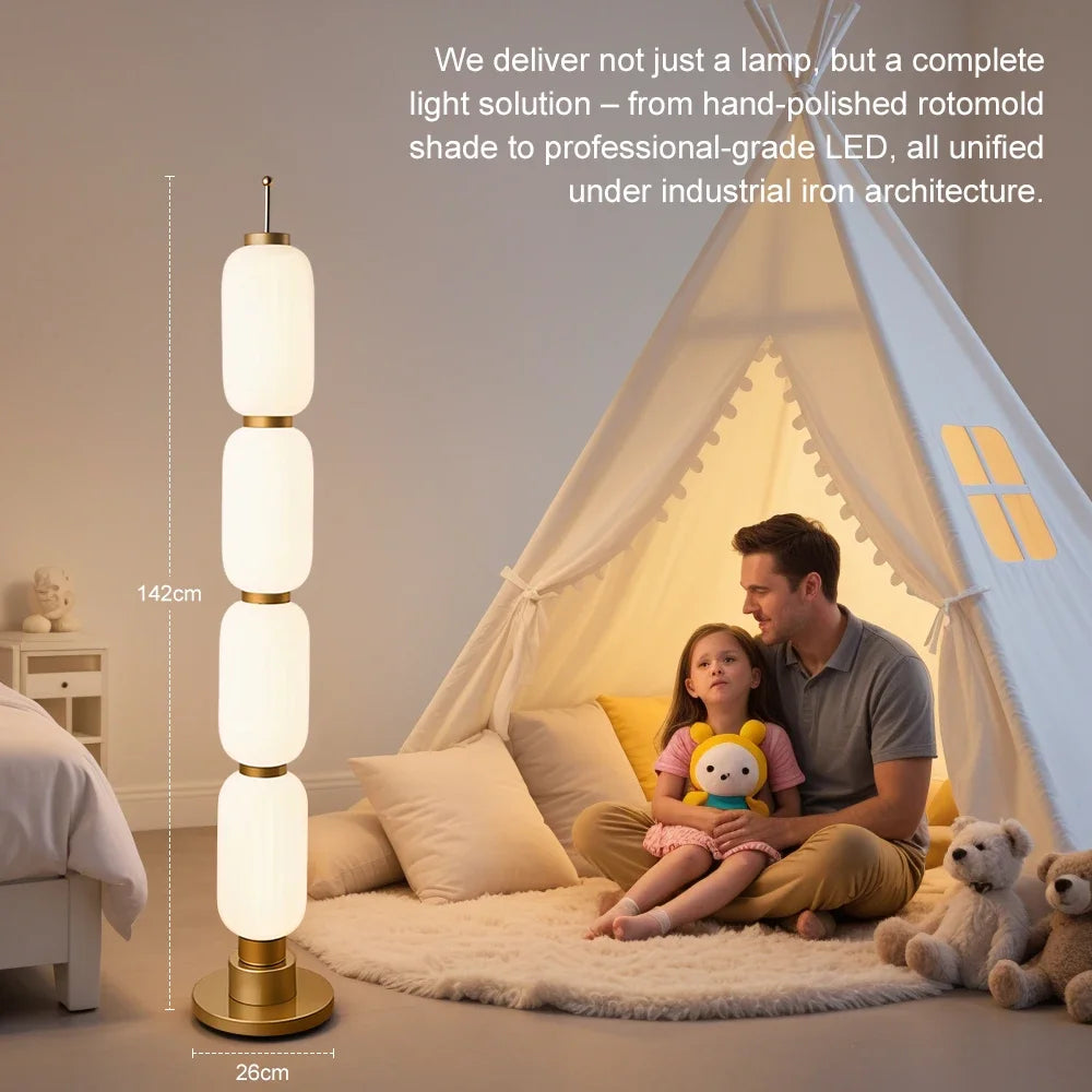 2025 Modern Long Floor Lamp For Living Study Room Bedroom Cream Lampshade Iron Base LED Table Light Minimalist Room Decoration