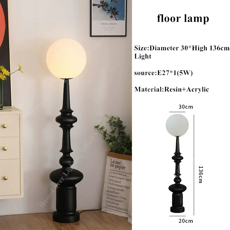 Mid century floor lamp minimalist Column Floor Lamp Designer glass ball lamp Living Room Bedroom decor sofa living room light