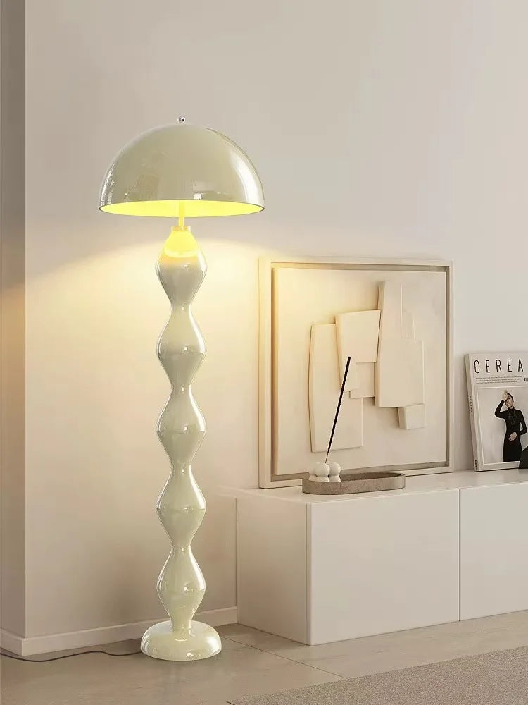 Floor lamp, living room cream wind and sand hair lamp, decorative ornament, vertical floor lamp, bedroom bedside ambient lamp