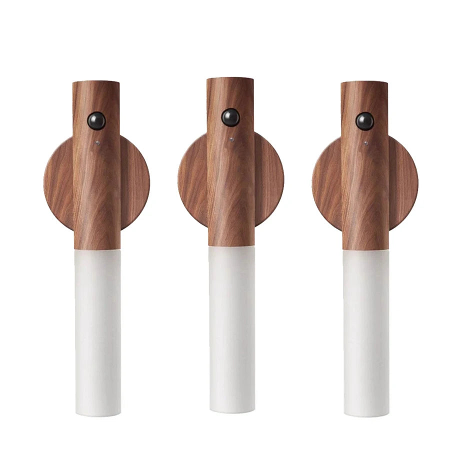 1/2/3/4pcs Rechargeable Wall Sconces Magnetic Wall Lights Night Light Motion Sensor Wooden Wall Lighting for Bedroom Stairs Hall