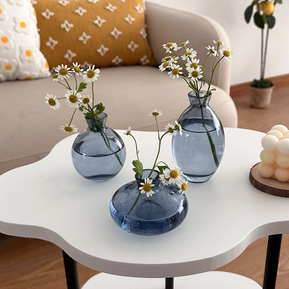 modern style tabletop glass vase househeld home decoration mini flower holder glass 3 pieces in vase set