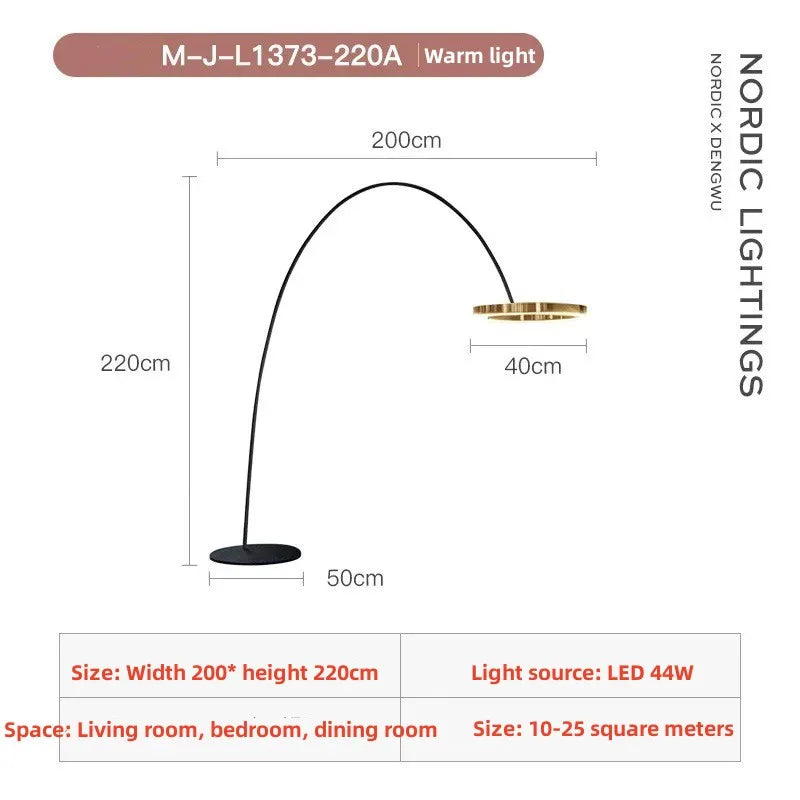 Ltalian Light Luxury Fishing Lamp Floor Lamp Living Room Bedroom Study Vertical Floor Lamp Modern Art High-End Sense Floor Lamp