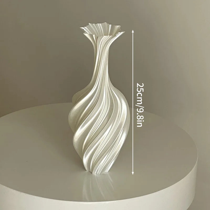 3d Printed Vase Modern Style Vase Flower Vase with Swirl Pattern Aesthetic Floral Display Vase for Living Room Desktop Decor