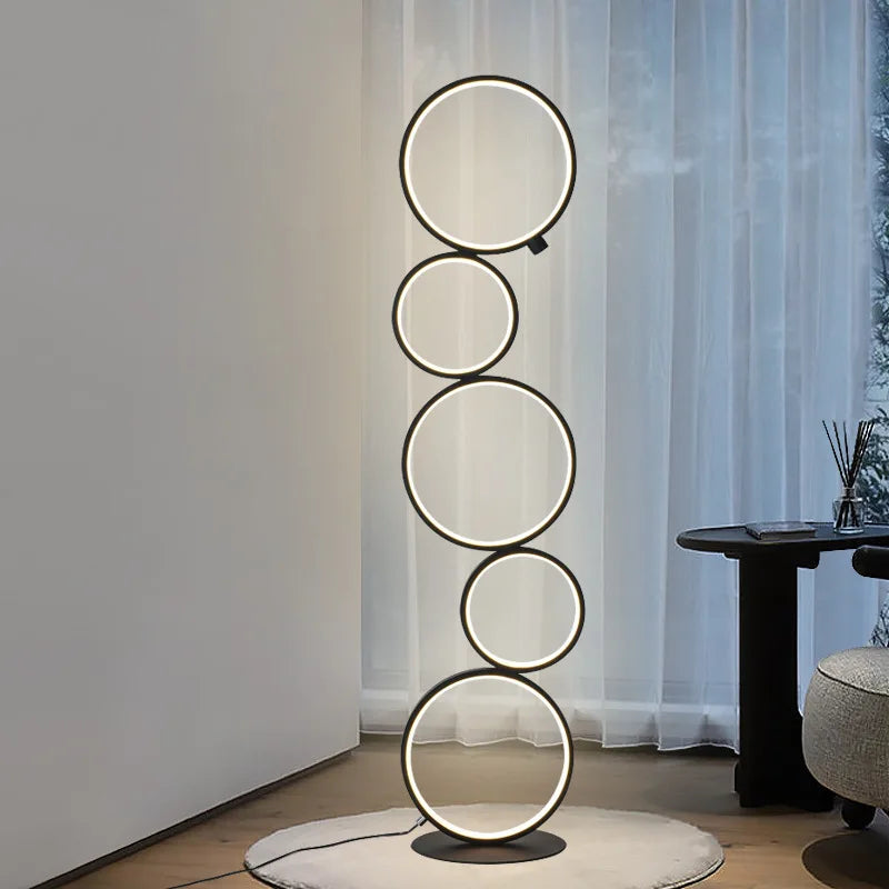 Nordic Floor Lamp Creative Led Living Room Sofa Bedroom Bedside Lighting Ring Design Background Decor Ornament Atmosphere Lamps