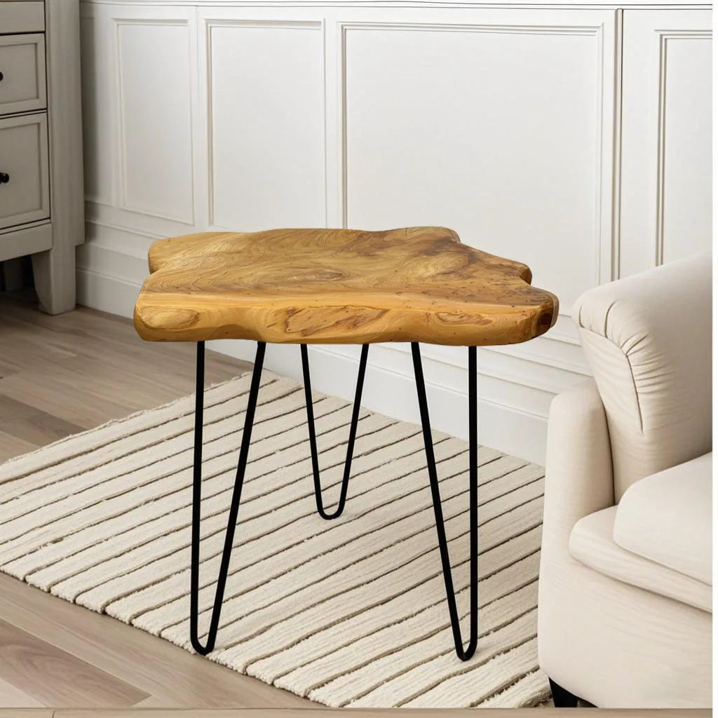 Live Edge Side Table, Wood End Table 16" L x 12" W x 17" T , Nightstand, Plant Stand  ,Unique desktop for Living Room