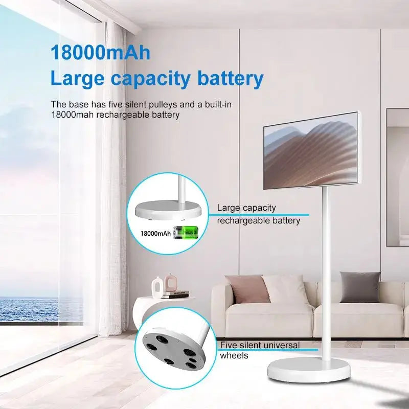 JEESTON 22” Android TV Tablet – Full HD touchscreen with 8MP camera on a wheeled stand..