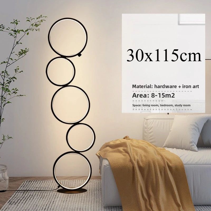 Nordic Floor Lamp Creative Led Living Room Sofa Bedroom Bedside Lighting Ring Design Background Decor Ornament Atmosphere Lamps