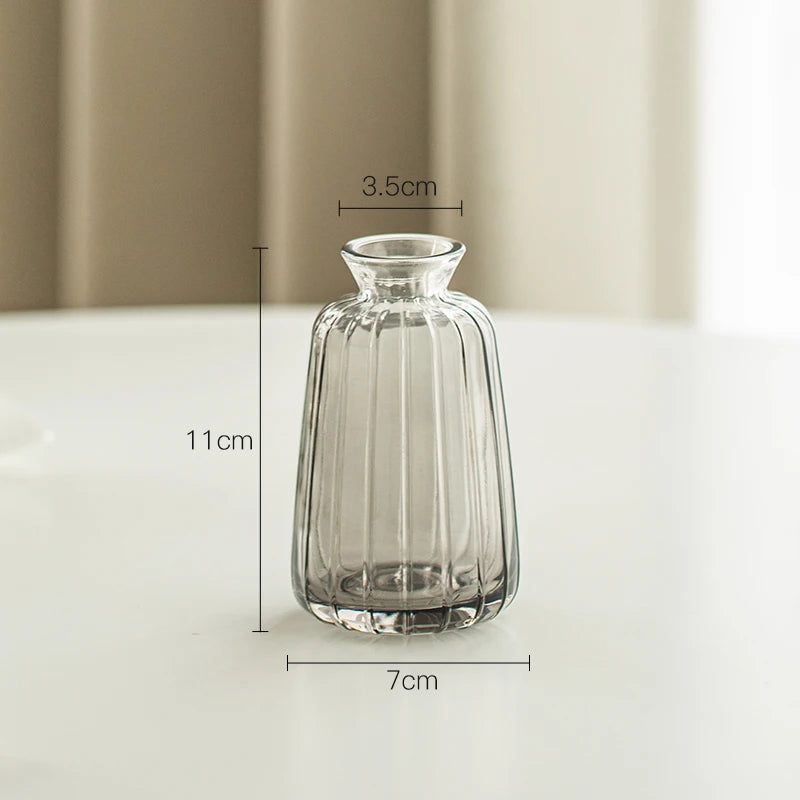 Simple Modern Mini Glass Vase Transparent Aquatic Ornament Flower Arrangement Flower Small Relief Flower Vessel