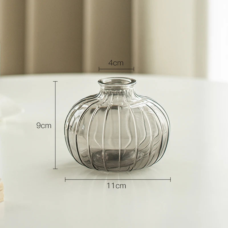 Simple Modern Mini Glass Vase Transparent Aquatic Ornament Flower Arrangement Flower Small Relief Flower Vessel