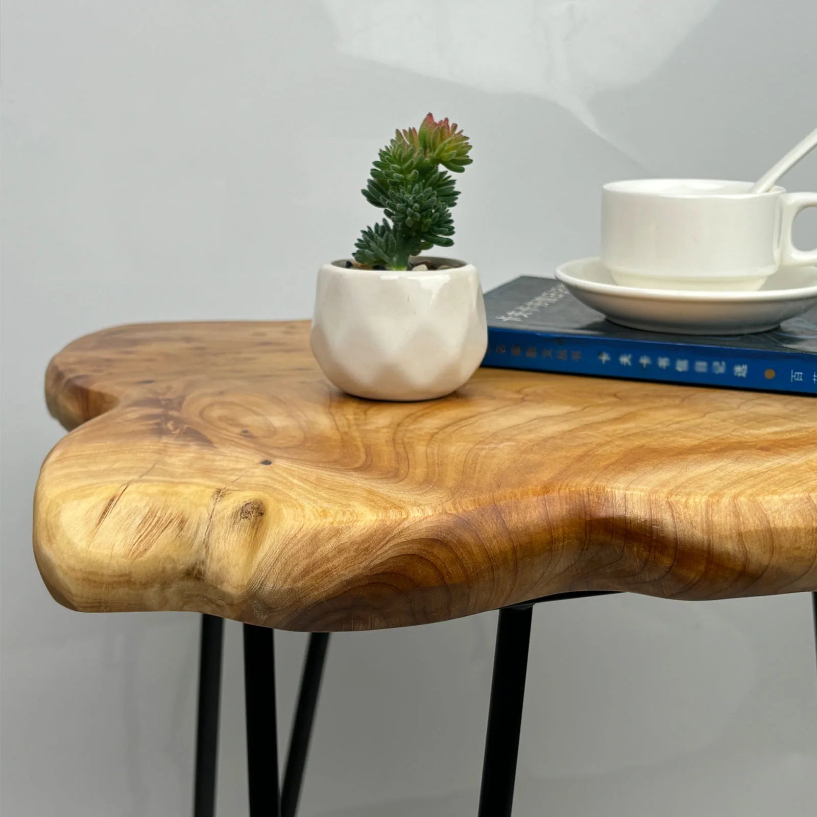 Live Edge Side Table, Wood End Table 16" L x 12" W x 17" T , Nightstand, Plant Stand  ,Unique desktop for Living Room