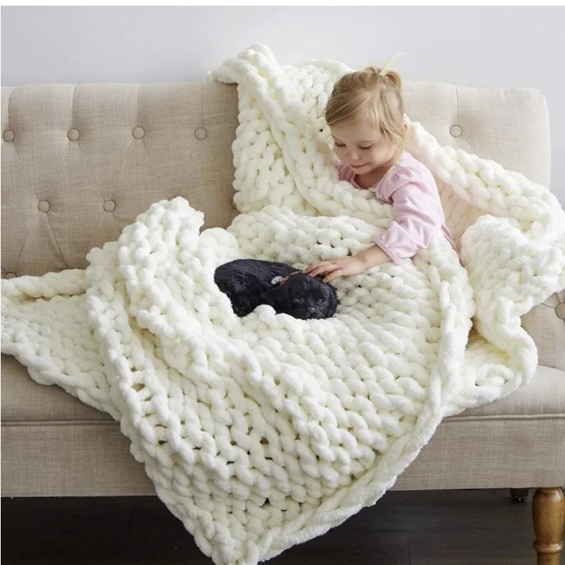 Coarse Wool Knitted Blanket New Style Knitted Blanket Wool Blanket Sofa Cover Blanket