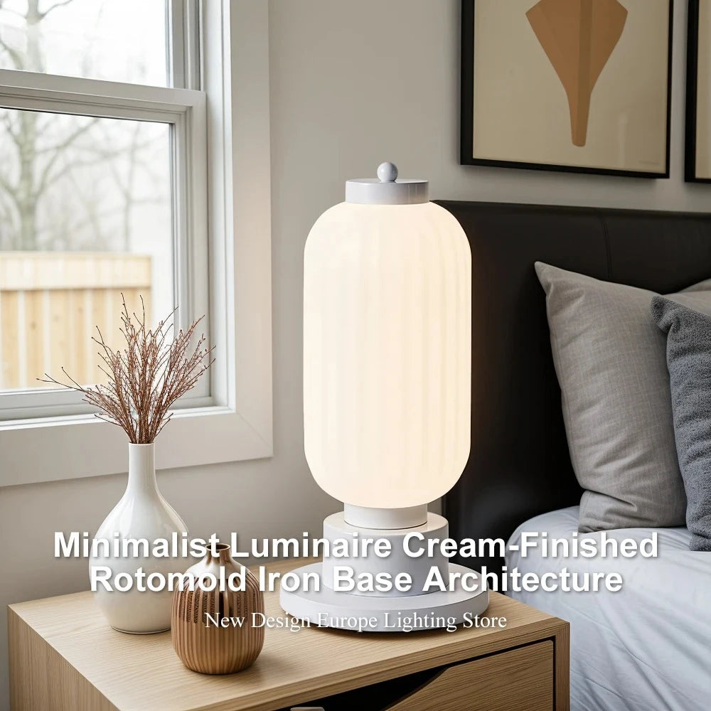 2025 Modern Long Floor Lamp For Living Study Room Bedroom Cream Lampshade Iron Base LED Table Light Minimalist Room Decoration