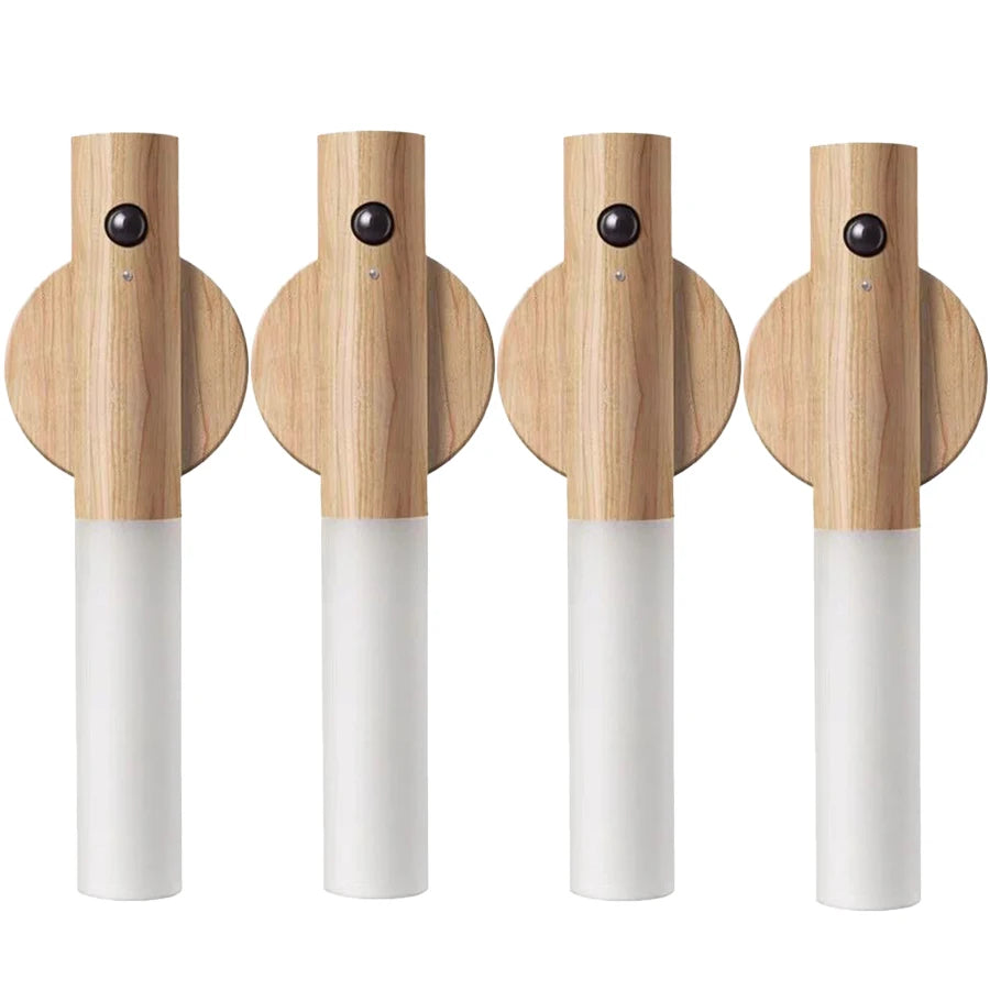 1/2/3/4pcs Rechargeable Wall Sconces Magnetic Wall Lights Night Light Motion Sensor Wooden Wall Lighting for Bedroom Stairs Hall
