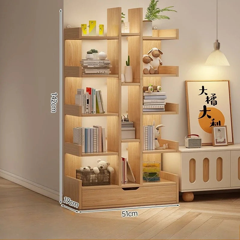 Living Room Bookshelf Solid Wood Cabinet Office Simple Of Modern Book Shelf Multi-Level Floor Standing Storage Rack Bookshelves