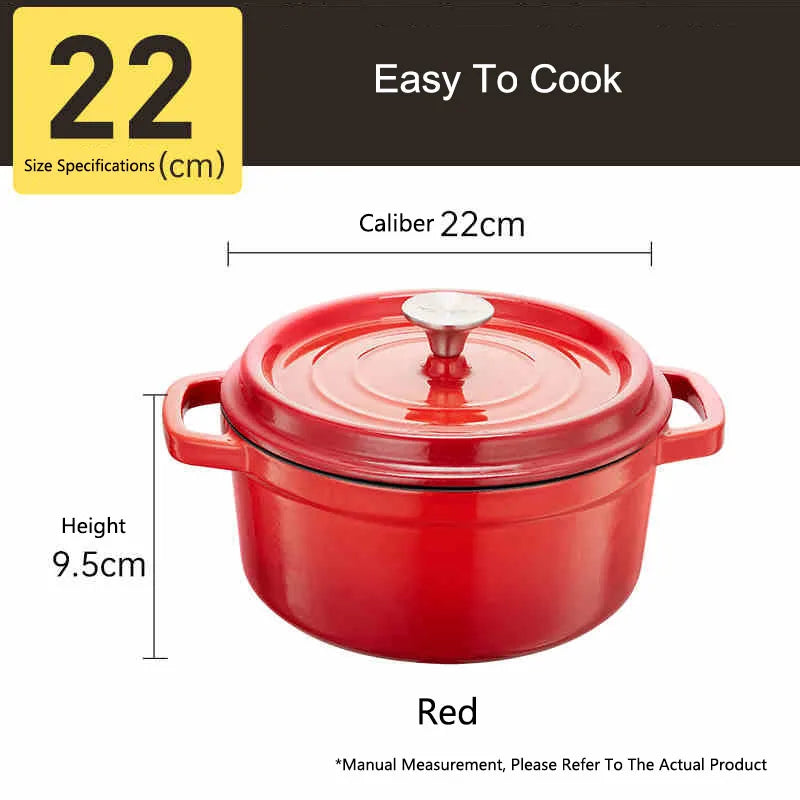 COOKER KING Cast Iron Enamel Non Stick Pot Household Stew soup Pot Gas Induction Cooker Universal Cooking Cookware