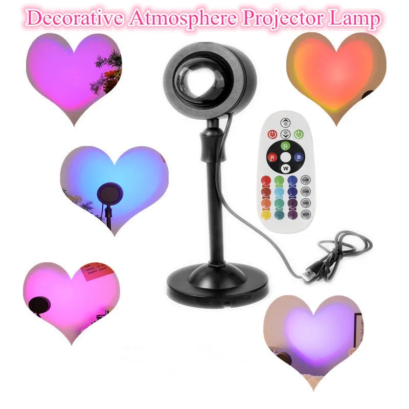 Sunset Light Love Projection Night Light Sunset Projection LED Desk Lamp Bedroom Atmosphere Rainbow Light Decorative Light