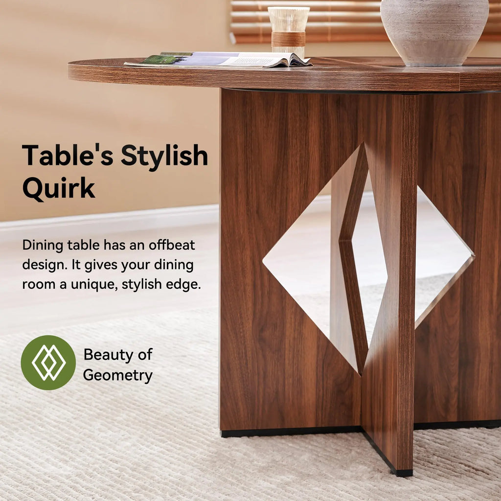 Round Dining Table for 4, 47 Inches Farmhouse Dinner Table with Wooden Pedestal Base, Modern Kitchen and Dining Room Circle Tabl