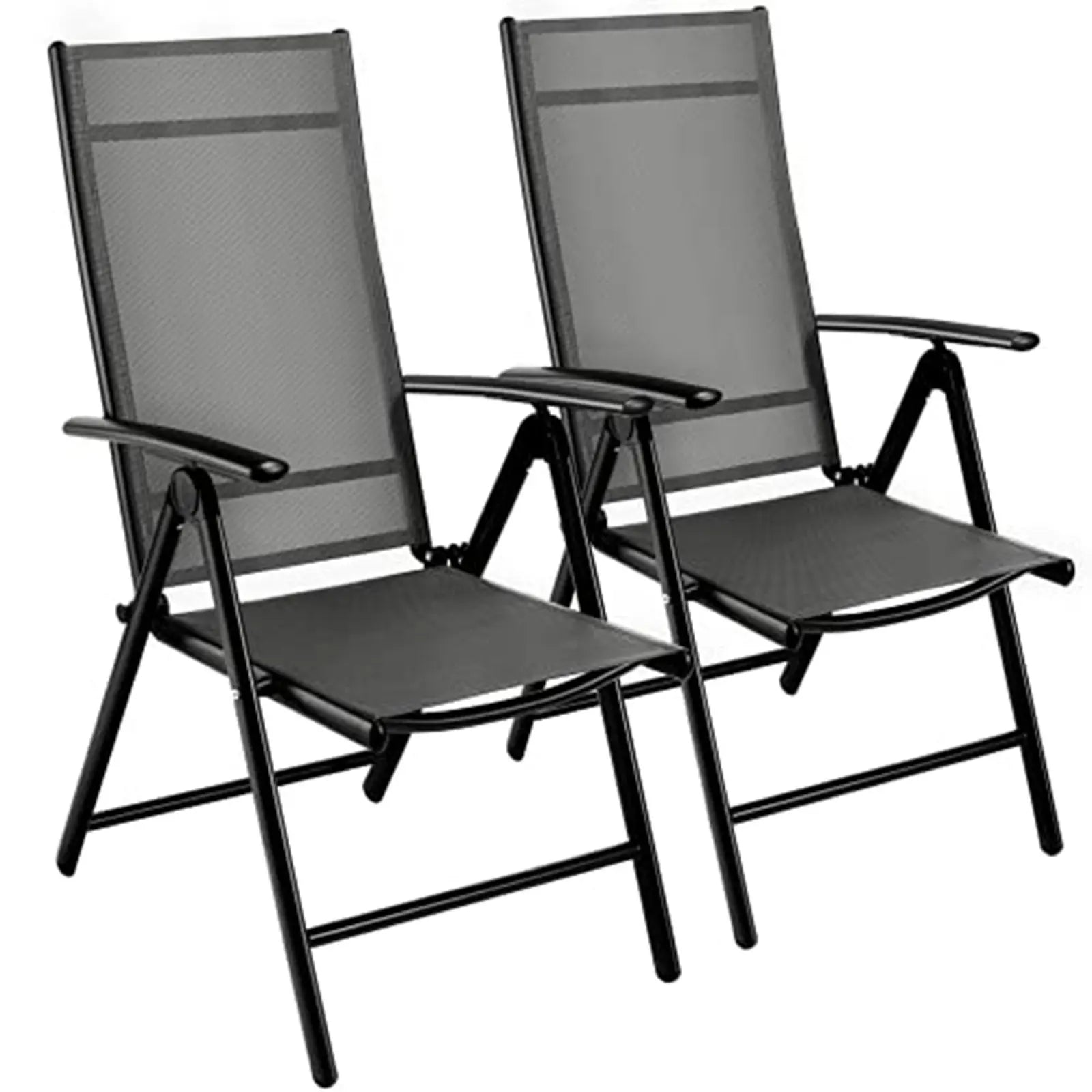 Homfa 2PC Balcony Chairs Set Garden Chairs Folding Chair 7-Way Adjustable Angle, Aluminium Camping Chair, Heavy Duty Load 150kg