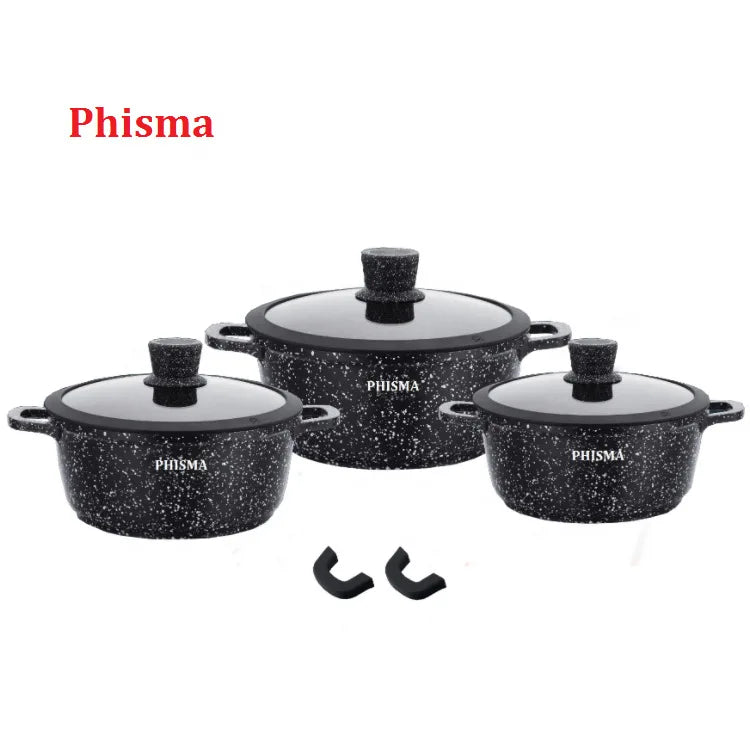 Classic Style Maifan Stone Cast Aluminum Cookware Set Multi-Layer Non-Stick Pan with Ceramic Marble Bakelite Kitchen Utensils