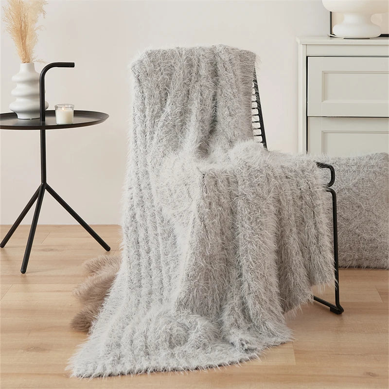 2025 new living room knitted blanket bedside blanket sofa office bedroom nap blanket solid color simple