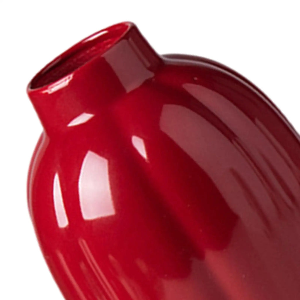Ceramic Red Vase Rustic Decorative Vases Flower Vases Small Red Vase for Kitchen Bedroom Home Office Decoration Bookshelf Shelf