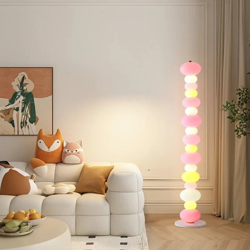 Rainbow Candy Floor Lamp Bedroom Creative Candy Gourd Macaron Standing Lights Girl Room Decor Living Room Sofa Atmosphere Lamp