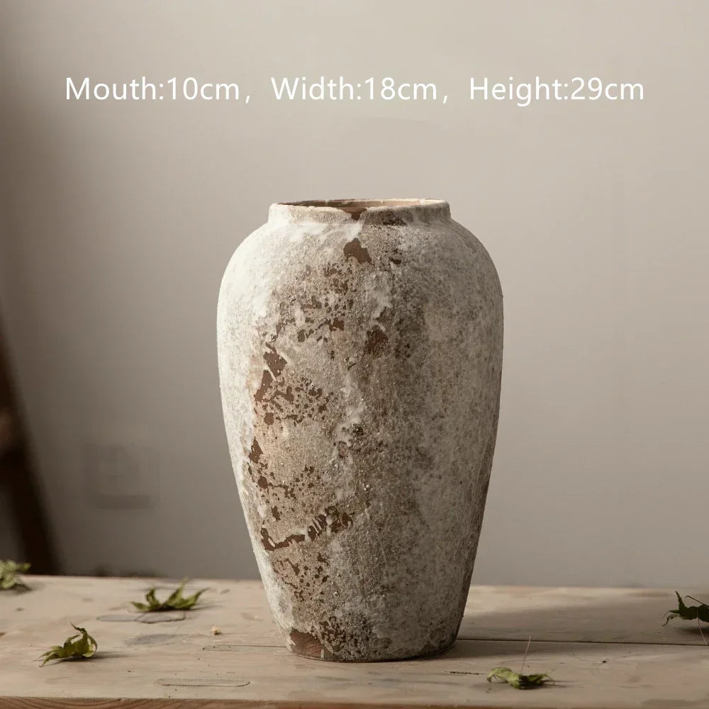 Home Living Room Vase Decor, Vintage Ceramic Vase,,Mottled Retro Style Large Vase, Decorative Ornaments Flower Arrangement