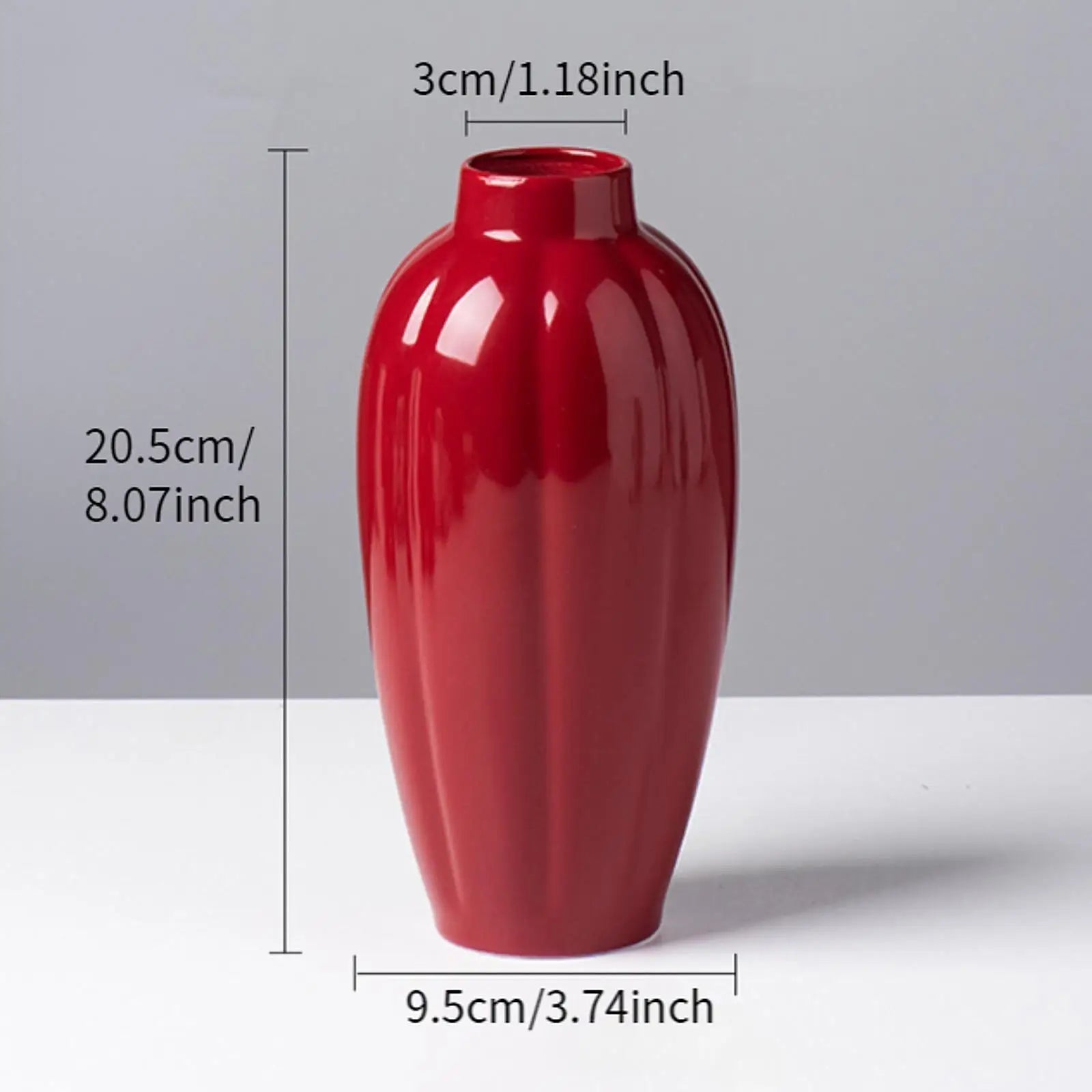Ceramic Red Vase Rustic Decorative Vases Flower Vases Small Red Vase for Kitchen Bedroom Home Office Decoration Bookshelf Shelf