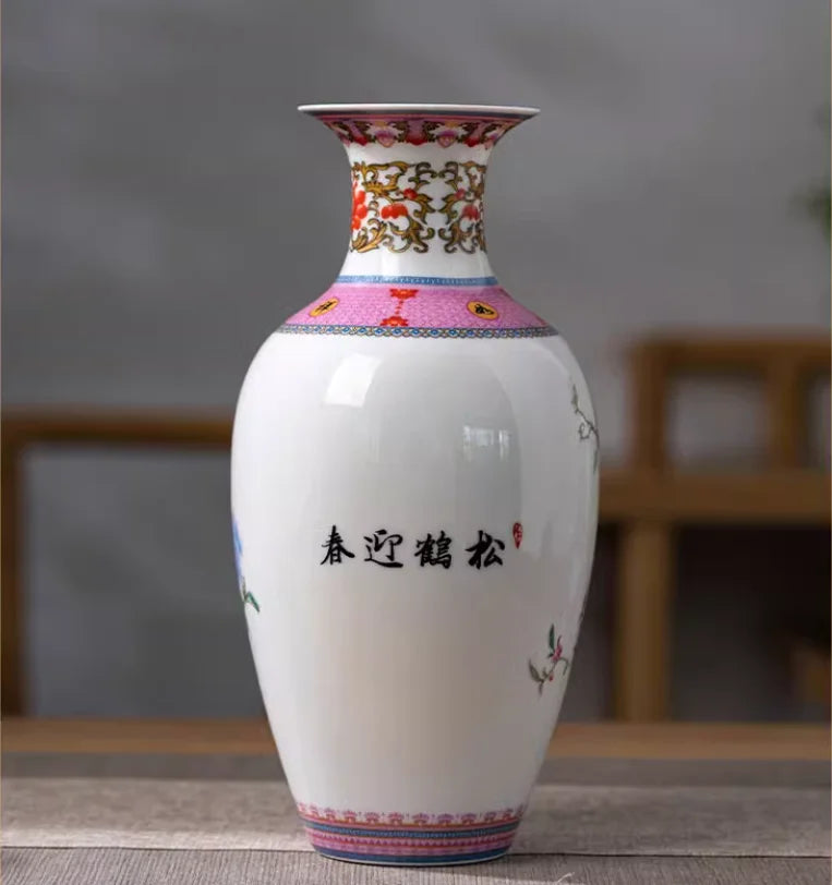 Jingdezhen ceramics, pink vases, living rooms, home decor, foyer, TV cabinets, flower arrangements, decorative crafts, ornaments