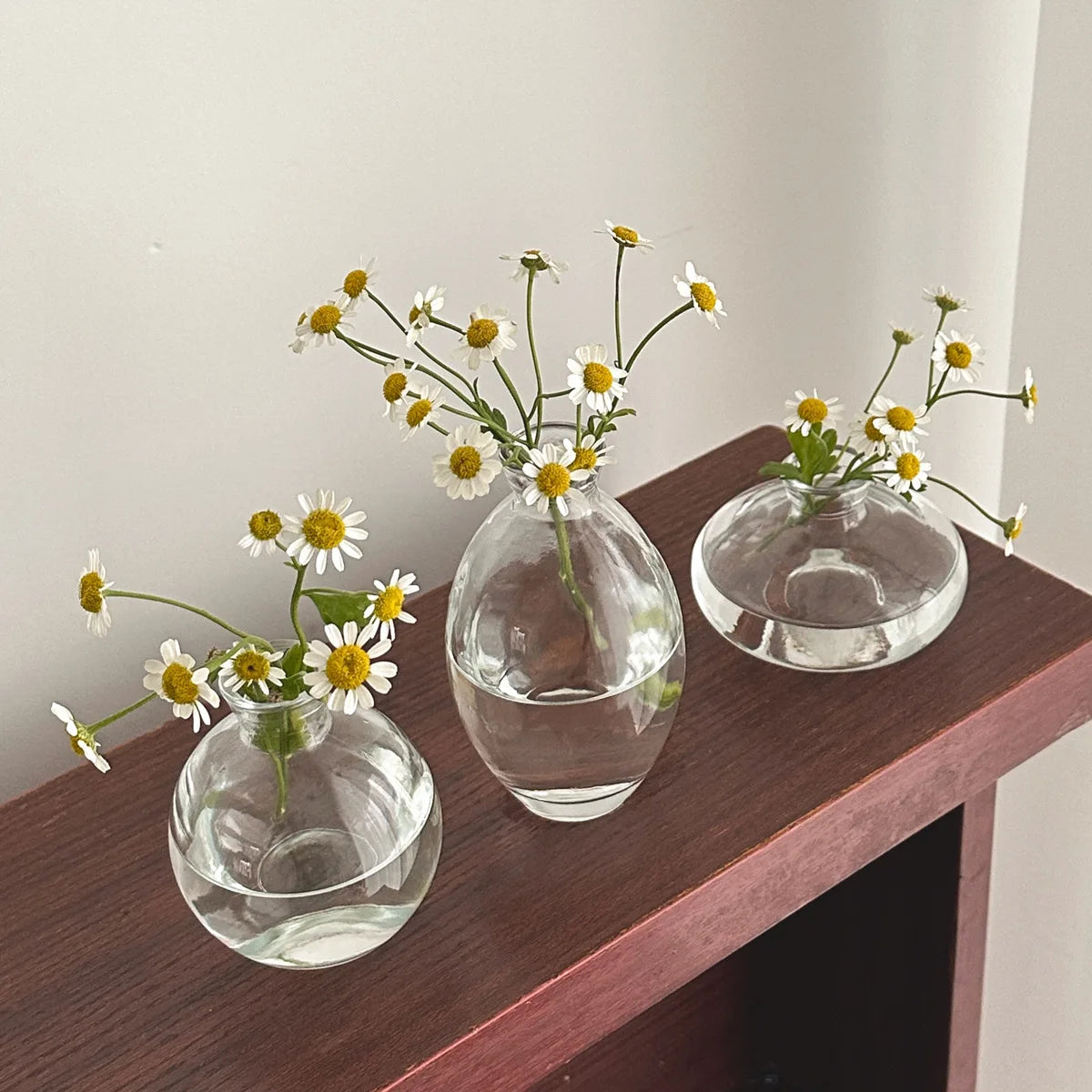 modern style tabletop glass vase househeld home decoration mini flower holder glass 3 pieces in vase set