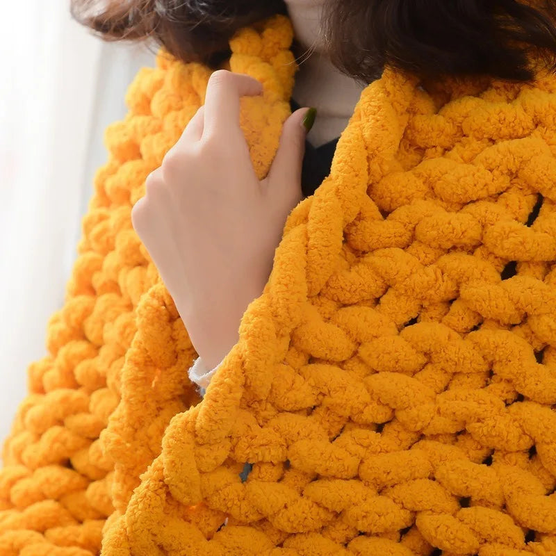 Coarse Wool Knitted Blanket New Style Knitted Blanket Wool Blanket Sofa Cover Blanket