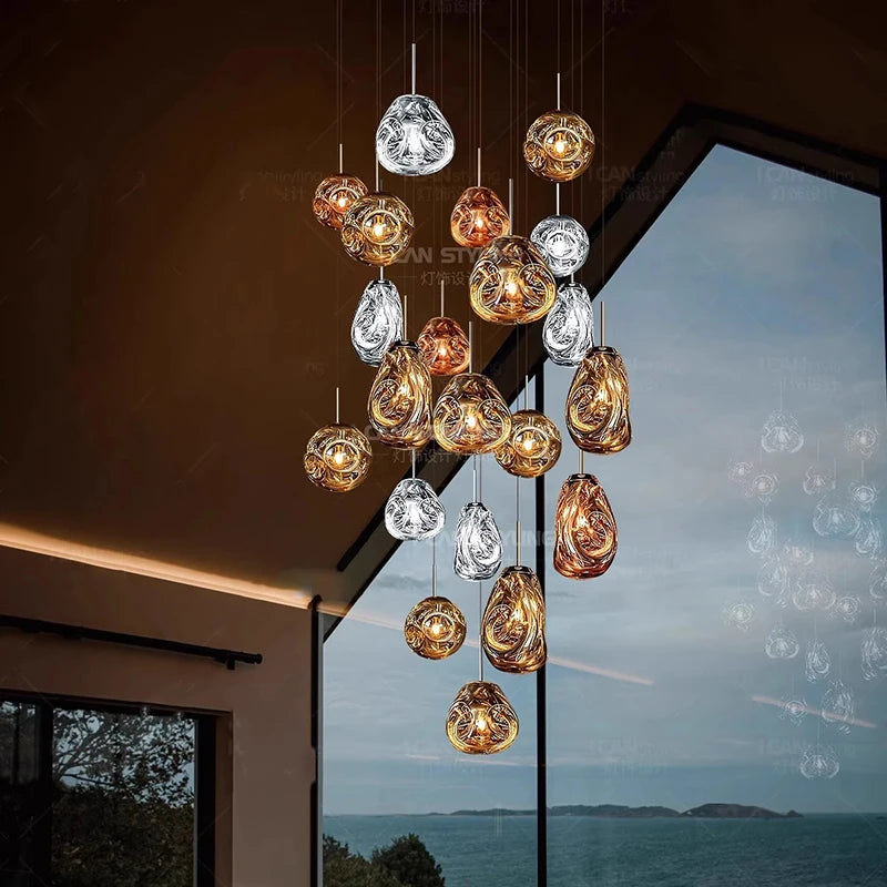 Modern Home Decor Led Glass Lights Pendant Light Lamps for Living Room Chandeliers for Dining Room Hanging Lamp Indoor Lighting