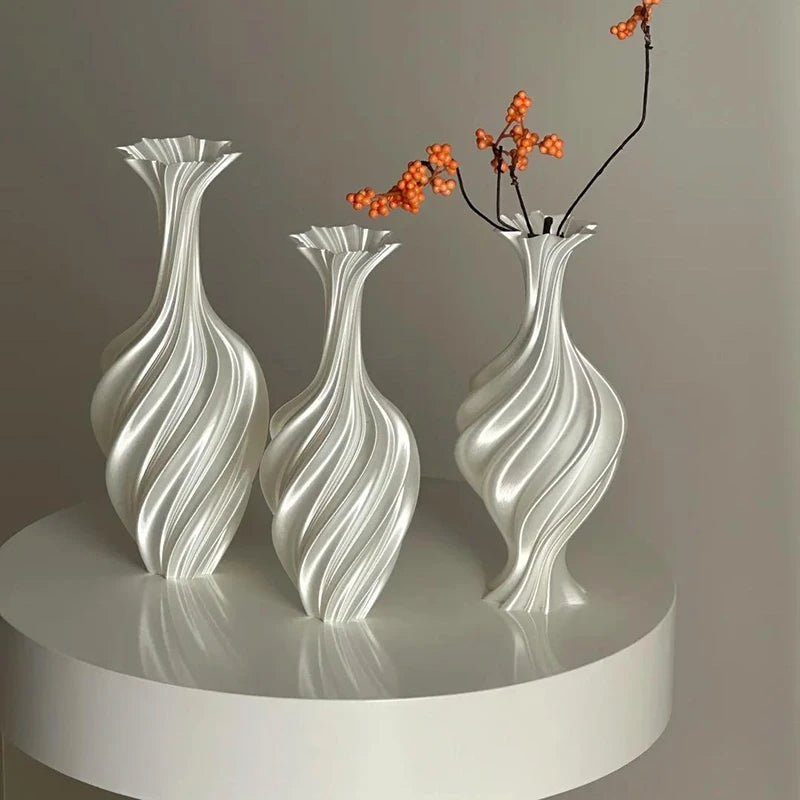 3d Printed Vase Modern Style Vase Flower Vase with Swirl Pattern Aesthetic Floral Display Vase for Living Room Desktop Decor